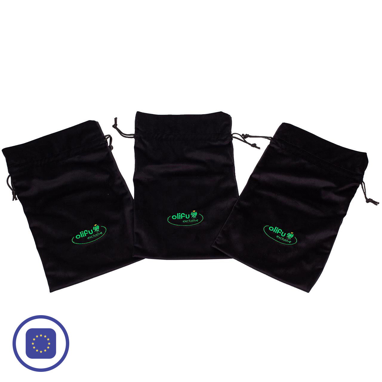 Samtbeutel 100er, schwarz, 3er-Pack