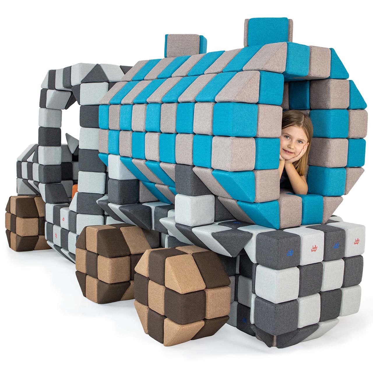 JollyHeap Creative Magnetbausteine 100er Pack, grau/dunkelgrau