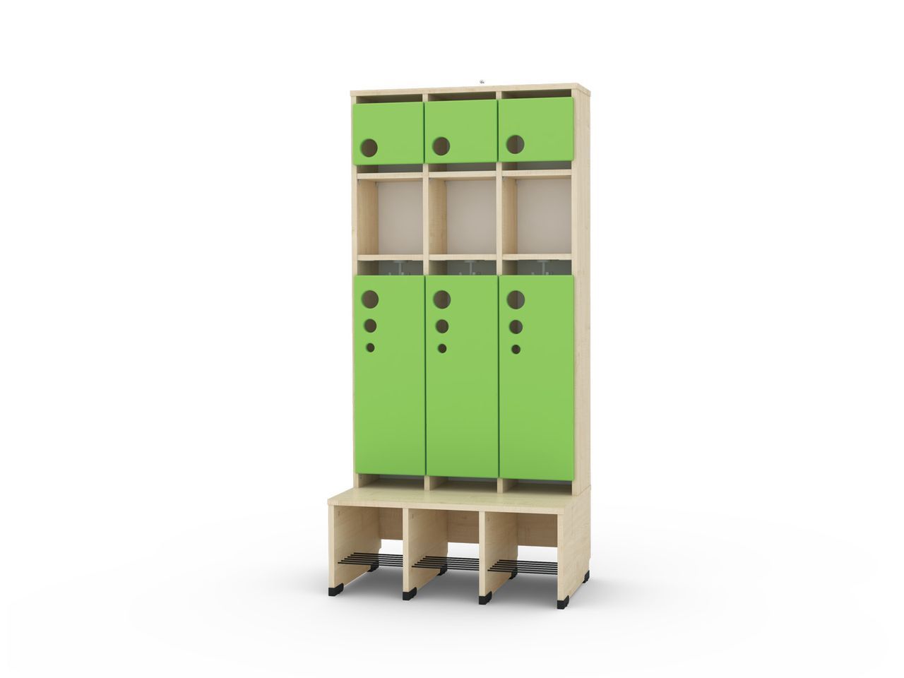 3er Maxi Garderobe mit Extrafach ohne Türen